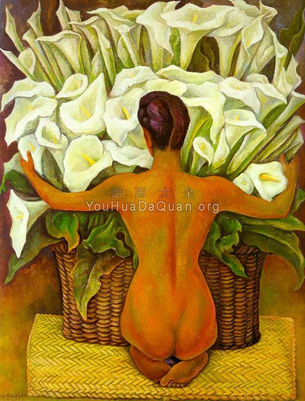 Nude with Calla Lilies,Desnudo con alcatraces - 迭戈·里维拉